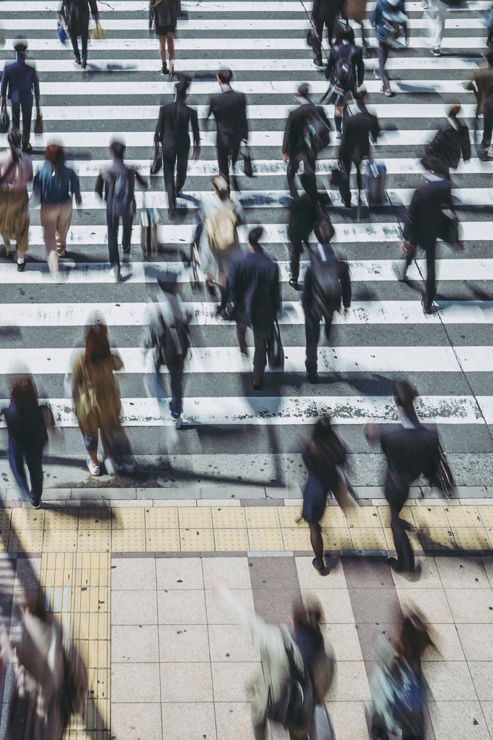 pedestrian crossing with many people